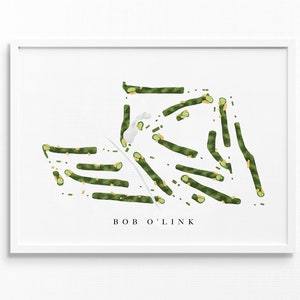 Bob O'Link-golfclub | Highland Park, Illinois | Golfbaankaart, gepersonaliseerde golfkunstcadeaus voor mannen Muurdecoratie, aangepaste aquarelafdruk