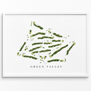 Green Valley Country Club | Lafayette Hill, Pennsylvania | Golfbaankaart, gepersonaliseerde golfkunstcadeaus voor mannen Muurdecoratie, aangepaste aquarelafdruk