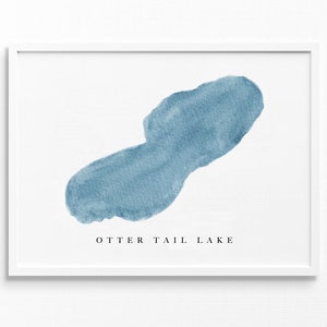 Otter Tail Lake | Minnesota | Cadeau aquarel kaart meer, decor meerhuis, gepersonaliseerde kunst huwelijkscadeau, aangepaste reisschildering, kunstafdruk