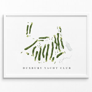 Duxbury Yacht Club | Duxbury, Massachusetts | Golfbaankaart, gepersonaliseerde golfkunstcadeaus voor mannen Muurdecoratie, aangepaste aquarelafdruk