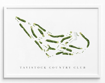 Tavistock Country Club | Haddonfield, NJ | Golf Course Map, Personalized Golf Art Gifts for Men Wall Decor, Custom Watercolor Print