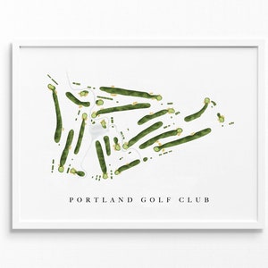 Portland-golfclub | Portland, OR | Golfbaankaart, gepersonaliseerde golfkunstcadeaus voor mannen Muurdecoratie, aangepaste aquarelafdruk