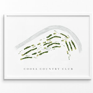 Coosa Country Club / Rome, GA / Mappa del campo da golf, regali personalizzati di arte del golf per uomo, decorazione murale, stampa acquerello personalizzata