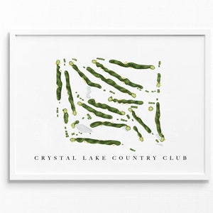 Crystal Lake Country Club / Crystal Lake, IL / Mappa del campo da golf, regali personalizzati di arte del golf per uomini, decorazioni murali, stampa acquerello personalizzata