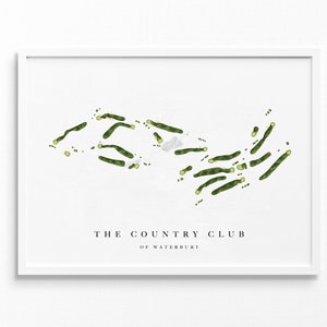 Country Club of Waterbury / Waterbury, CT / Mappa del campo da golf, regali personalizzati di arte del golf per uomini, decorazione murale, stampa acquerello personalizzata