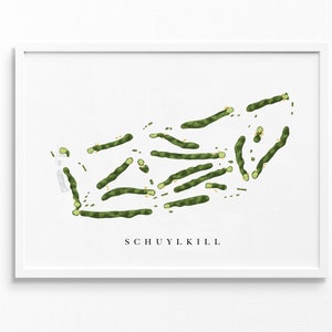 Schuylkill Country Club / Orwigsburg, PA / Mappa del campo da golf, regali personalizzati di arte del golf per uomini, decorazioni murali, stampa acquerello personalizzata