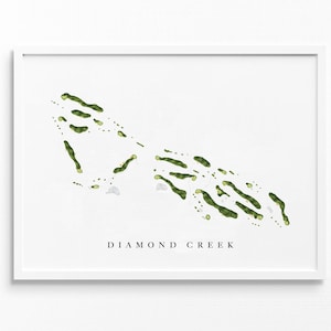 Diamond Creek Golf Club | Banner Elk, NC | Golf Course Map, Personalized Golf Art Gifts for Men Wall Decor, Custom Watercolor Print