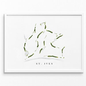 St. Ives Country Club | Johns Creek, Georgia | Golfbaankaart, gepersonaliseerde golfkunstcadeaus voor mannen Muurdecoratie, aangepaste aquarelafdruk