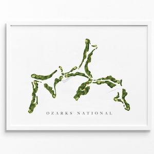 Ozarks National | Hollister, Missouri | Golfbaankaart, gepersonaliseerde golfkunstcadeaus voor mannen Muurdecoratie, aangepaste aquarelafdruk