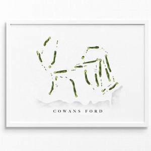 Cowans Ford / Stanley, NC / Mappa del campo da golf, regali personalizzati di arte del golf per uomini, decorazione murale, stampa acquerello personalizzata