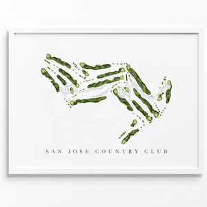 San Jose Country Club | Jacksonville, Florida | Golfbaankaart, gepersonaliseerde golfkunstcadeaus voor mannen Muurdecoratie, aangepaste aquarelafdruk