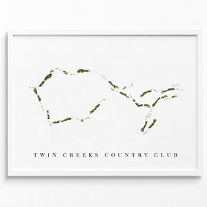 Twin Creeks Country Club / Cedar Park, TX / Mappa del campo da golf, regali personalizzati di arte del golf per uomini, decorazioni murali, stampa acquerello personalizzata