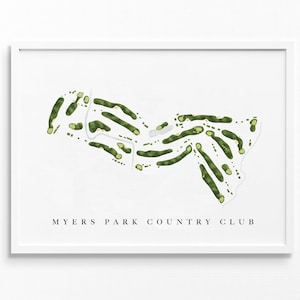 Myers Park Country Club / Charlotte, NC / Mappa del campo da golf, regali personalizzati di arte del golf per uomini, decorazioni murali, stampa acquerello personalizzata