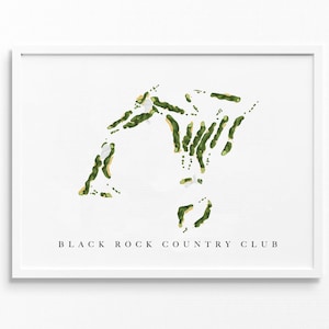 Black Rock Country Club / Hingham, MA / Mappa del campo da golf, regali personalizzati di arte del golf per uomini, decorazione murale, stampa acquerello personalizzata