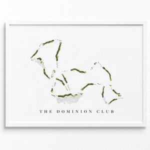 De Dominion Club | Glen Allen, Virginia | Golfbaankaart, gepersonaliseerde golfkunstcadeaus voor mannen Muurdecoratie, aangepaste aquarelafdruk