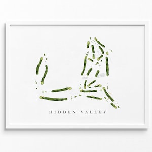 Hidden Valley-golfbaan | Pine Grove, Pennsylvania | Golfbaankaart, gepersonaliseerde golfkunstcadeaus voor mannen Muurdecoratie, aangepaste aquarelafdruk