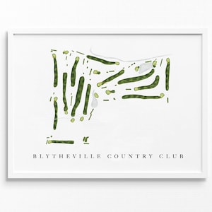 Blytheville Country Club | Blytheville, AR | Golfbaankaart, gepersonaliseerde golfkunstcadeaus voor mannen Muurdecoratie, aangepaste aquarelafdruk