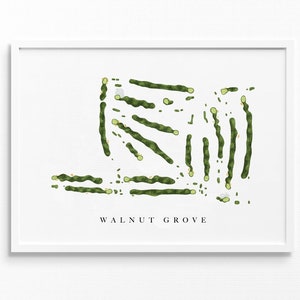 Walnut Grove Country Club | Dayton, Ohio | Golfbaankaart, gepersonaliseerde golfkunstcadeaus voor mannen Muurdecoratie, aangepaste aquarelafdruk