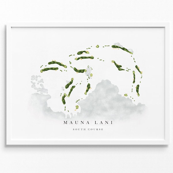 Mauna Lani, South Course | Waimea, HI | Golf Course Map, Personalized Golf Art Gifts for Men Wall Decor, Custom Watercolor Print