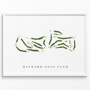 Hayward-golfclub | Hayward, Wisconsin | Golfbaankaart, gepersonaliseerde golfkunstcadeaus voor mannen Muurdecoratie, aangepaste aquarelafdruk