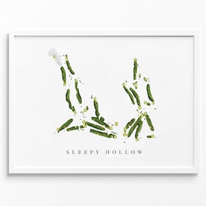 Sleepy Hollow Country Club | Sleepy Hollow, NY | Golfbaankaart, gepersonaliseerde golfkunstcadeaus voor mannen Muurdecoratie, aangepaste aquarelafdruk