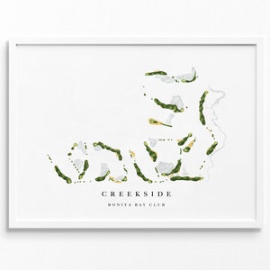 Creekside bij Bonita Bay Club | Bonita Springs, Florida | Golfbaankaart, gepersonaliseerde golfkunstcadeaus voor mannen Muurdecoratie, aangepaste aquarelafdruk