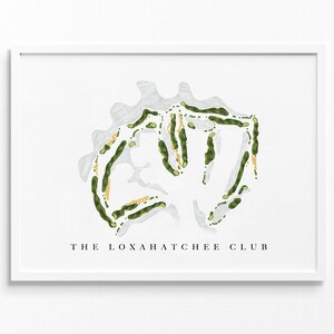The Loxahatchee Club | Jupiter, FL | Mapa do campo de golfe, presentes de arte de golfe personalizados para decoração de parede masculina, impressão de aquarela personalizada