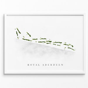Royal Aberdeen | Schotland | Golfbaankaart, gepersonaliseerde golfkunstcadeaus voor mannen Muurdecoratie, aangepaste aquarelafdruk