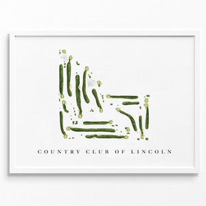 Country Club of Lincoln / Lincoln, NE / Mappa del campo da golf, regali personalizzati di arte del golf per uomo, decorazione murale, stampa acquerello personalizzata