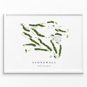Steinmauer Alter Platz | Elverson, PA | Golf Platz Karte, Golf Kunst Geschenke für Herren Wanddekoration, Benutzerdefinierte Aquarell Druck