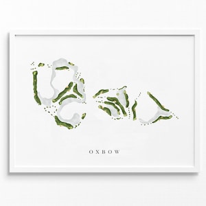 Oxbow Country Club / Oxbow, ND / Mappa del campo da golf, regali personalizzati di arte del golf per uomo, decorazione da parete, stampa acquerello personalizzata