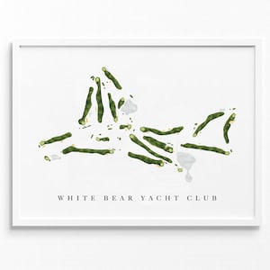 White Bear Yacht Club | Dellwood, Minnesota | Golfbaankaart, gepersonaliseerde golfkunstcadeaus voor mannen Muurdecoratie, aangepaste aquarelafdruk