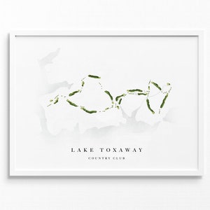 Lake Toxaway Country Club | Noord-Carolina | Golfbaankaart, gepersonaliseerde golfkunstcadeaus voor mannen Muurdecoratie, aangepaste aquarelafdruk