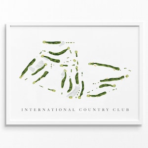 International Country Club / Fairfax, VA / Mappa del campo, dipinto di golf, regalo di golf, layout del campo dall'alto / stampa artistica