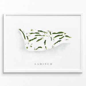 Lahinch Golf Club / Irlanda / Mapa del campo de golf, regalos de arte de golf personalizados para hombres, decoración de pared, impresión de acuarela personalizada