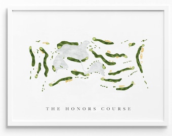 The Honors Course | Chattanooga, TN | Golf Course Map, Personalized Golf Art Gifts for Men Wall Decor, Custom Watercolor Print