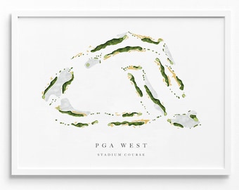 PGA West, Stadium Course | La Quinta, CA | Golf Course Map, Personalized Golf Art Gifts for Men Wall Decor, Custom Watercolor Print