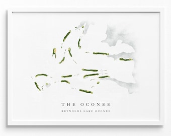The Oconee | Reynolds Lake Oconee | Golf Course Map, Personalized Golf Art Gifts for Men Wall Decor, Custom Watercolor Print