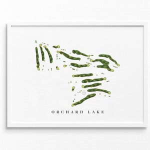 Orchard Lake Country Club / Orchard Lake, MI / Mappa del campo da golf, regali personalizzati di arte del golf per uomini, decorazioni murali, stampa acquerello personalizzata