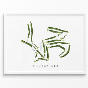 Thorny Lea-golfclub | Brockton, Massachusetts | Golfbaankaart, gepersonaliseerde golfkunstcadeaus voor mannen Muurdecoratie, aangepaste aquarelafdruk