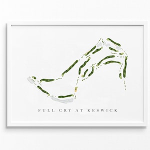 Full Cry in Keswick Hall | Keswick, Virginia | Golfbaankaart, gepersonaliseerde golfkunstcadeaus voor mannen Muurdecoratie, aangepaste aquarelafdruk