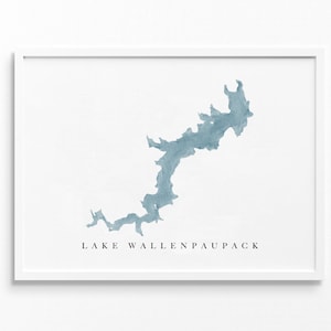 Lac Wallenpaupack | Sonorisation | Cadeau de carte aquarelle de lac, décoration de maison de lac, cadeau de mariage artistique personnalisé, peinture de voyage personnalisée, impression d'art