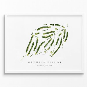 Olympia Fields Country Club, Nord | illium | Golf Platz Karte, Golf Kunst Geschenke für Herren Wanddekoration, Benutzerdefinierte Aquarell Druck