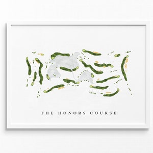 De Honours Course | Chattanooga, Tennessee | Golfbaankaart, gepersonaliseerde golfkunstcadeaus voor mannen Muurdecoratie, aangepaste aquarelafdruk