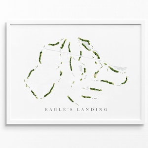 Eagle's Landing Country Club | Stockbridge, Georgia | Golfbaankaart, gepersonaliseerde golfkunstcadeaus voor mannen Muurdecoratie, aangepaste aquarelafdruk