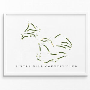 Little Mill Country Club / Marlton, NJ / Mappa del campo da golf, regali personalizzati di arte del golf per uomo, decorazione da parete, stampa acquerello personalizzata