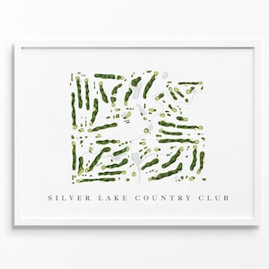 Silver Lake Country Club / Orland Park, IL / Mappa del campo da golf, regali personalizzati di arte del golf per uomini, decorazioni murali, stampa acquerello personalizzata
