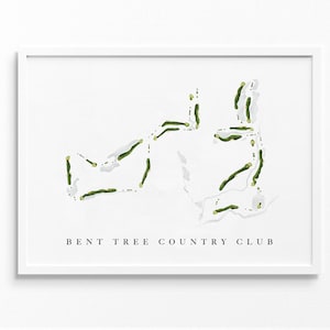 Bent Tree Country Club / Dallas, TX / Mapa del campo de golf, regalos de arte de golf personalizados para decoración de pared para hombres, impresión de acuarela personalizada