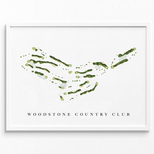 Woodstone Country Club | Danielsville, Pennsylvania | Golfbaankaart, gepersonaliseerde golfkunstcadeaus voor mannen Muurdecoratie, aangepaste aquarelafdruk