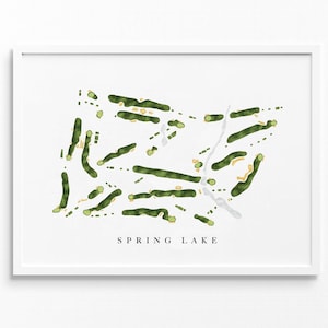 Spring Lake-golfclub | Spring Lake, New Jersey | Golfbaankaart, gepersonaliseerde golfkunstcadeaus voor mannen Muurdecoratie, aangepaste aquarelafdruk